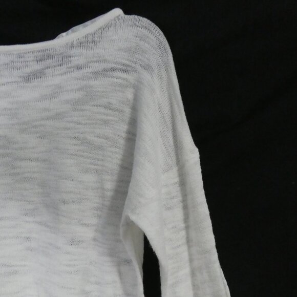 JERSEY By JACOB | medium | Knit White Cotton Lightweight Long Sleeve Sweater - Picture 13 of 16